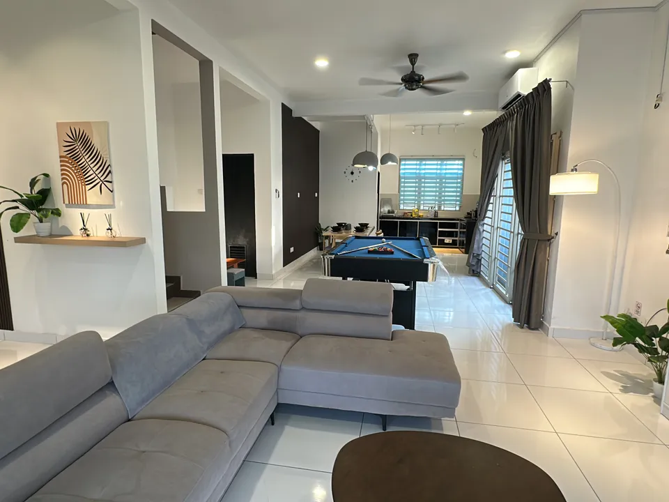 Games room set up with recreational equipment for group play