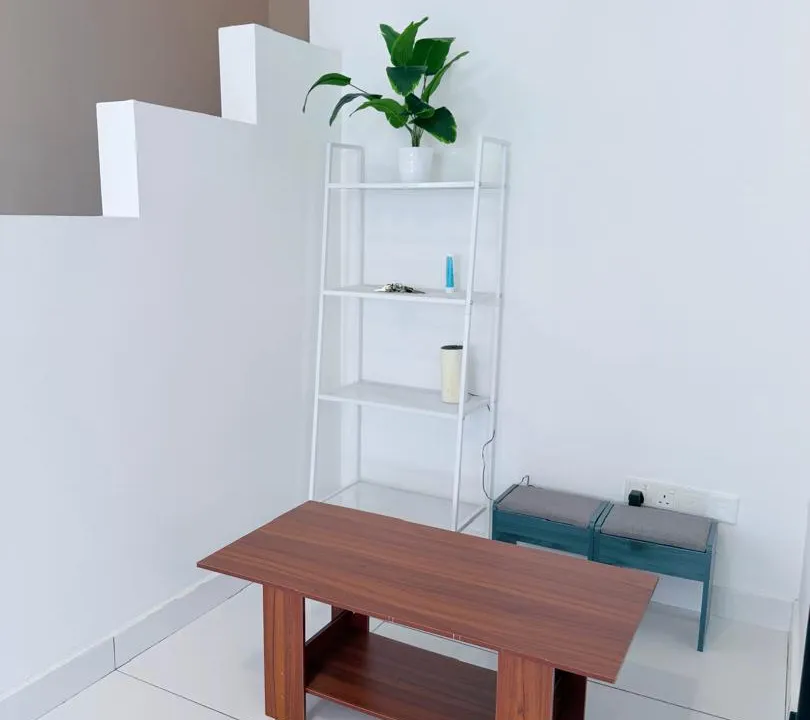 Staircase landing with clean lines and natural light